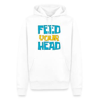 Feed your head - füttere Deinen Kopf - Men’s Premium Organic Hoodie - white - Front - Nico (187cm)
