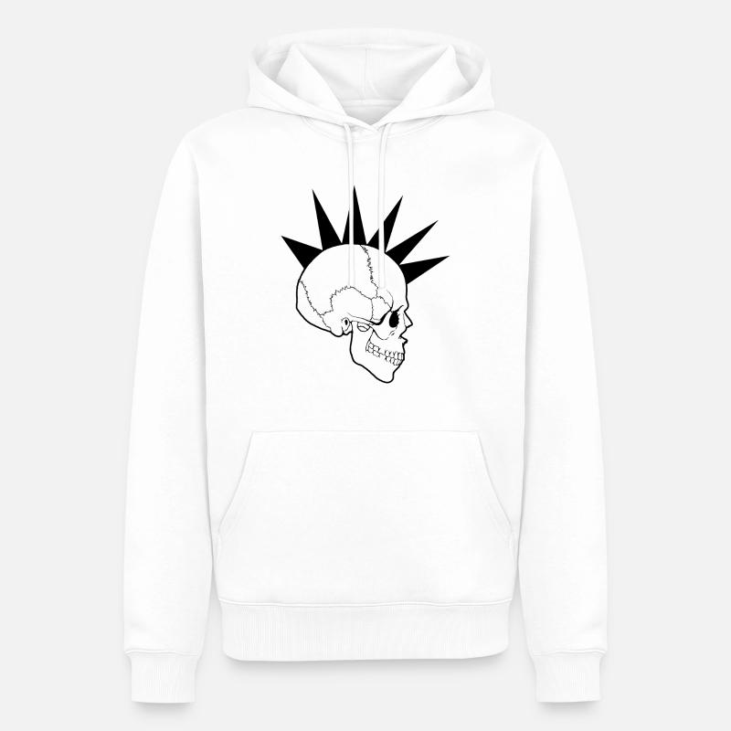 Crâne Punk - Sweat à capuche Premium bio Homme - blanc