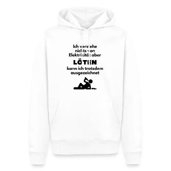 Kein Plan von Strom aber vom Löten - Männer Premium Bio Hoodie - Weiß - Vorne - Nico (187cm)