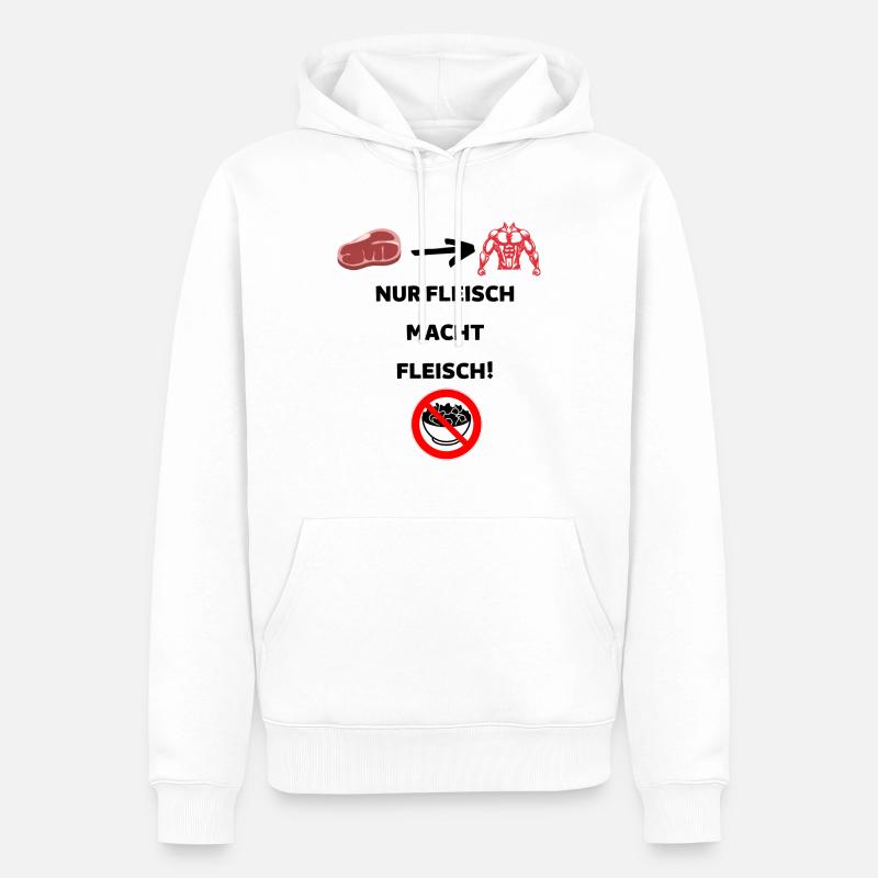 NUR FLEISCH MACHT FLEISCH - Männer Premium Bio Hoodie - Weiß