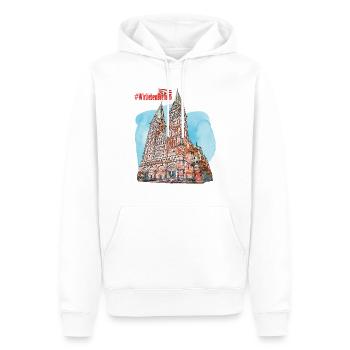 Wir Lieben Bremen (Bremer Dom) - Männer Premium Bio Hoodie - Weiß - Vorne - Nico (187cm)