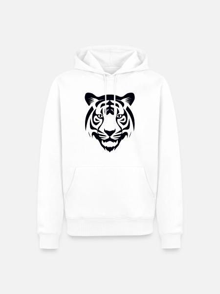 Felin Dschungel-Tigerkopf - Männer Premium Bio Hoodie - Weiß
