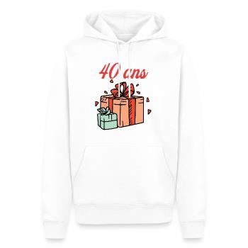 Anniversaire 40 ans - Sweat à capuche Premium bio Homme - blanc - Devant - Nico (187cm)