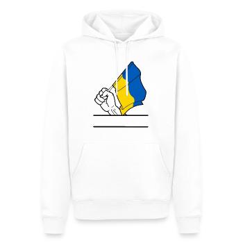 Flagge Ukraine transparenter Fausttextraum - Männer Premium Bio Hoodie - Weiß - Vorne - Nico (187cm)