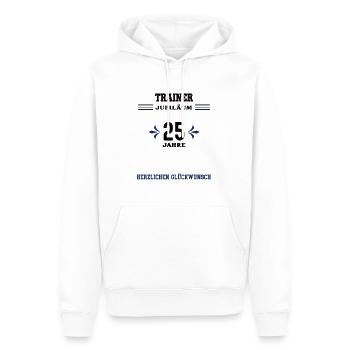 Trainer 25 Jahre Jubiläum 25. jähriges Jubilaeum - Männer Premium Bio Hoodie - Weiß - Vorne - Nico (187cm)