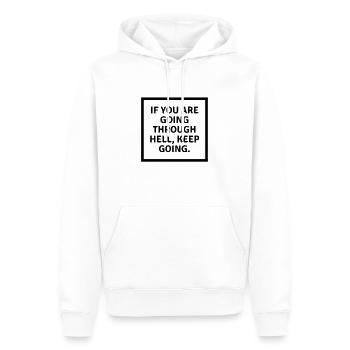 Si vous traversez l’enfer, continuez - Sweat à capuche Premium bio Homme - blanc - Devant - Nico (187cm)