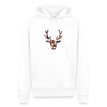 Cerf géométrique - Sweat à capuche Premium bio Homme - blanc - Devant - Nico (187cm)