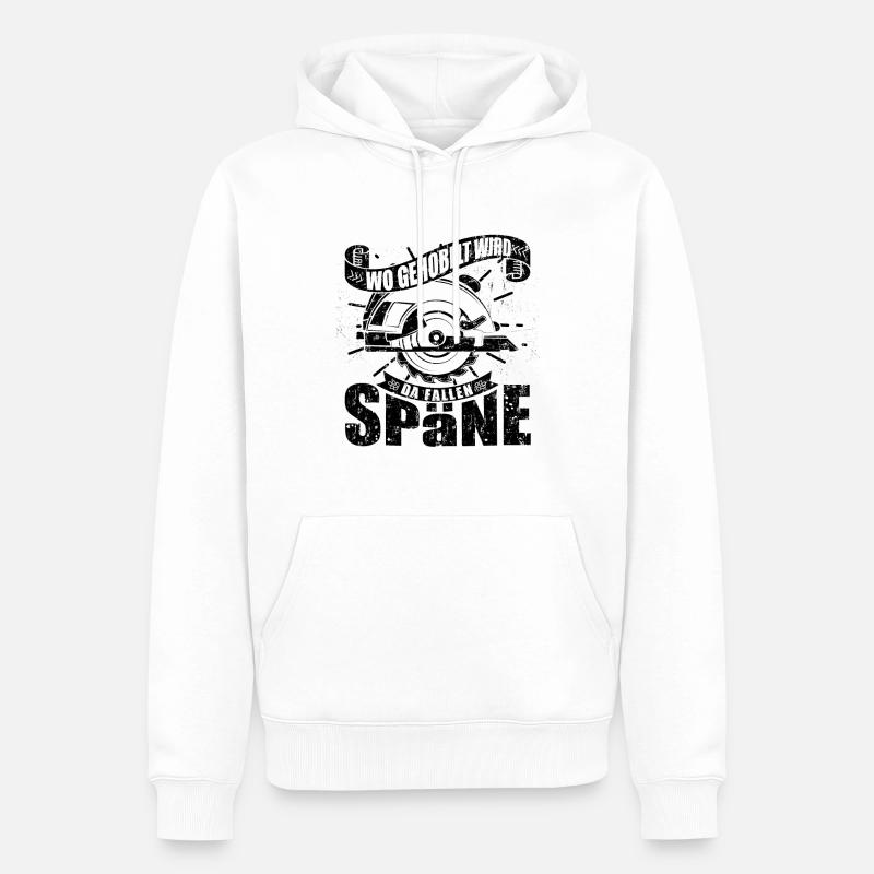Wo gehobelt wird fallen Späne - Männer Premium Bio Hoodie - Weiß