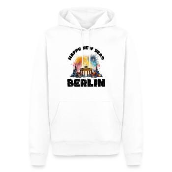 Bonne année avec feux d’artifice à Berlin - Sweat à capuche Premium bio Homme - blanc - Devant - Nico (187cm)