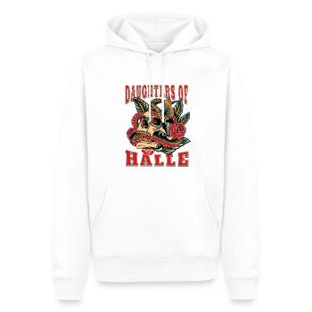 Halle Frau Geschenk daughters of Halle Retro - Männer Premium Bio Hoodie - Weiß - Vorne - Nico (187cm)