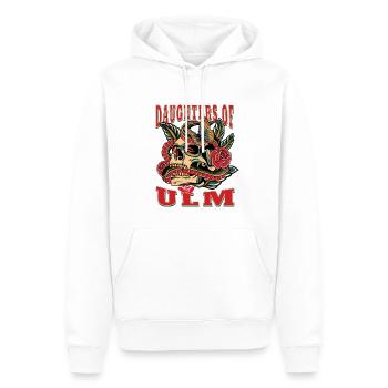 Ulm Power-Frau daughters of Ulm Retro - Männer Premium Bio Hoodie - Weiß - Vorne - Nico (187cm)