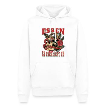 Essen Frau Geschenk es eskaliert eh Essen Frauen - Männer Premium Bio Hoodie - Weiß - Vorne - Nico (187cm)