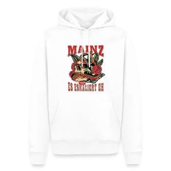 Mainz Frau Geschenk es eskaliert eh Mainz Frauen - Männer Premium Bio Hoodie - Weiß - Vorne - Nico (187cm)