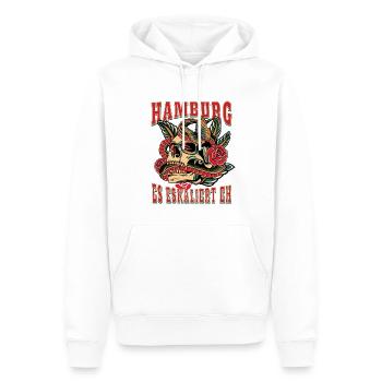 Hamburg Frau Geschenk es eskaliert eh Hamburg Fan - Männer Premium Bio Hoodie - Weiß - Vorne - Nico (187cm)