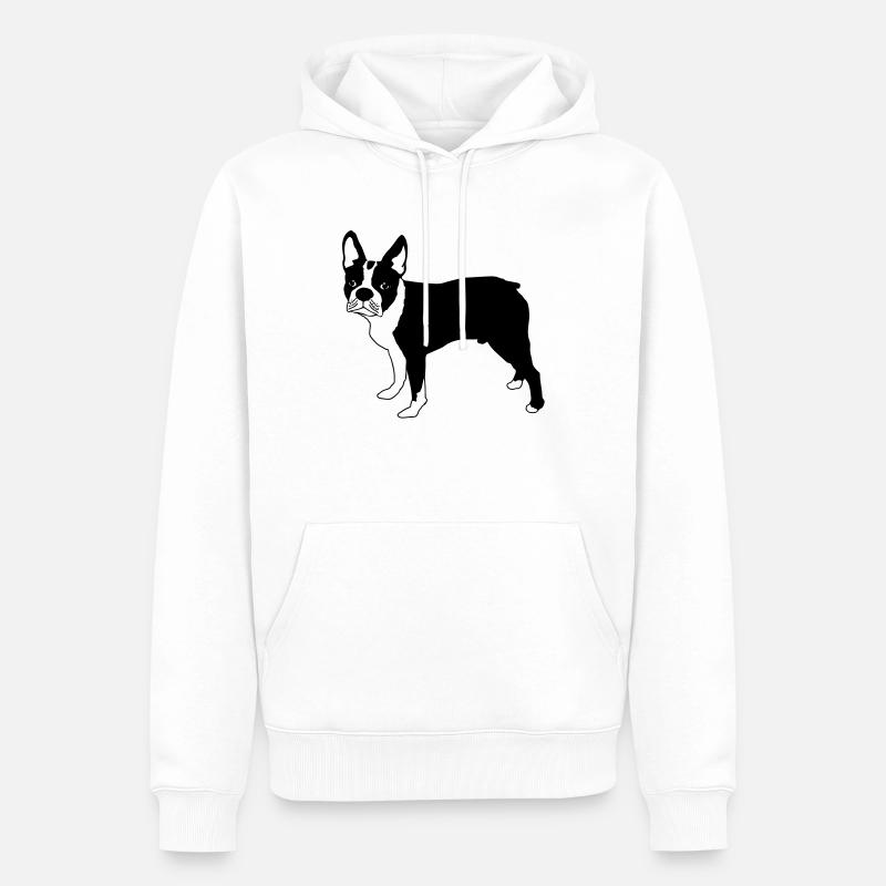 Boston terrier de - Sweat à capuche Premium bio Homme - blanc