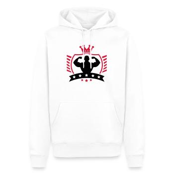 bodybuilder_shield_ym2 - Männer Premium Bio Hoodie - Weiß - Vorne - Nico (187cm)