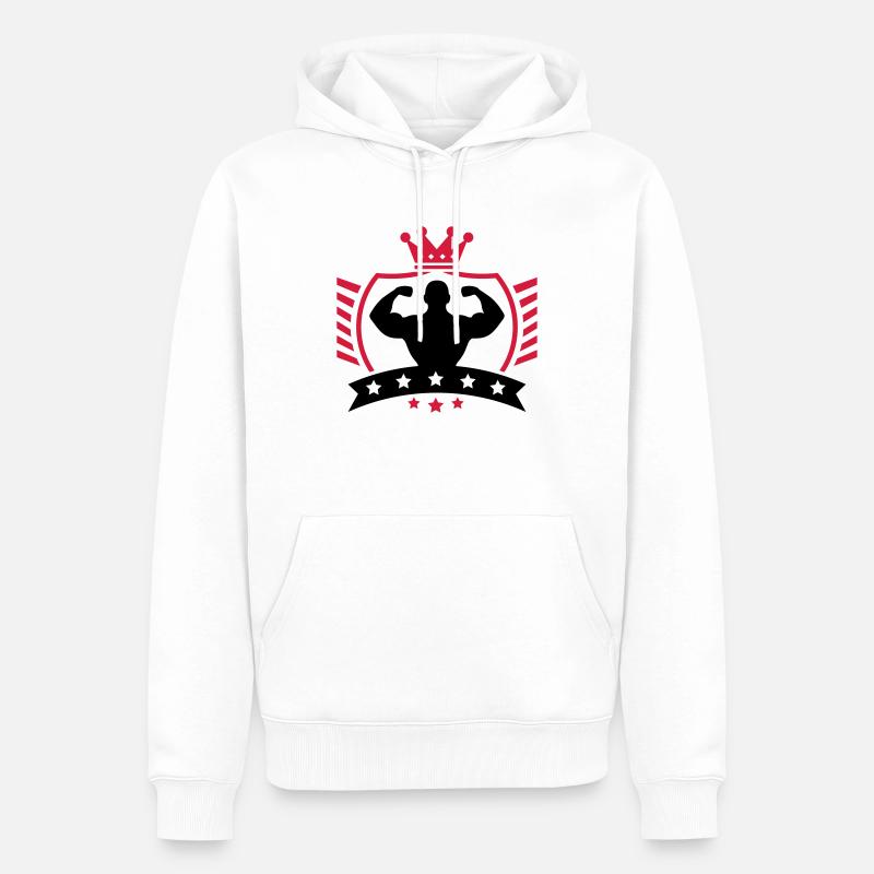 bodybuilder_shield_ym2 - Sweat à capuche Premium bio Homme - blanc