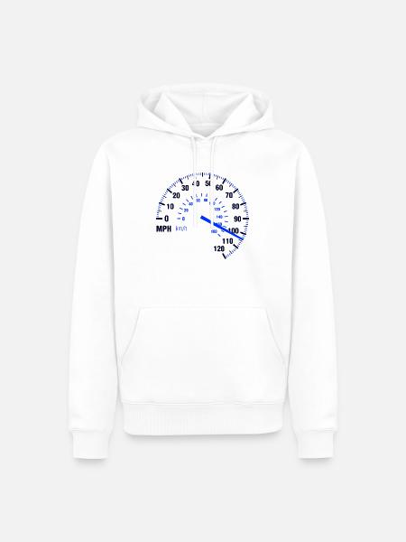 Speed - MPH - Racing - Speedometer - Men’s Premium Organic Hoodie - white