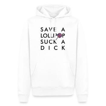 SAVE A LOLLIPOP SUCK A DICK - Männer Premium Bio Hoodie - Weiß - Vorne - Nico (187cm)