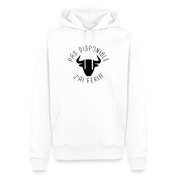 Pas disponible j'ai feria - Sweat à capuche Premium bio Homme - blanc - Devant - Nico (187cm)