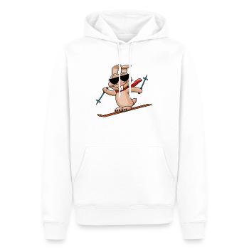 Cooler Hase fährt Ski - Männer Premium Bio Hoodie - Weiß - Vorne - Nico (187cm)