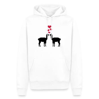Llama - Men’s Premium Organic Hoodie - white - Front - Nico (187cm)