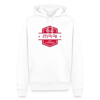 Mariage Amour Marié Mariée EJG EVJF Mari Femme - Sweat à capuche Premium bio Homme - blanc - Devant - Nico (187cm)