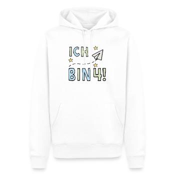 Ich bin vier - Männer Premium Bio Hoodie - Weiß - Vorne - Nico (187cm)