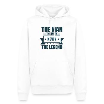 The man the myth Kevin the Legend Kevin Cadeau - Sweat à capuche Premium bio Homme - blanc - Devant - Nico (187cm)