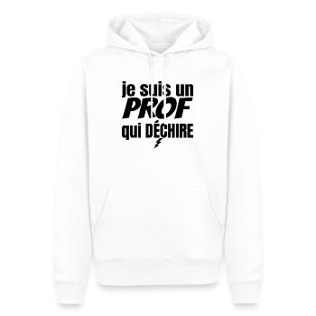 prof qui déchire - Sweat à capuche Premium bio Homme - blanc - Devant - Nico (187cm)