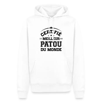 Cadeau Grand-Père Certifié meilleur Patou du Monde - Sweat à capuche Premium bio Homme - blanc - Devant - Nico (187cm)