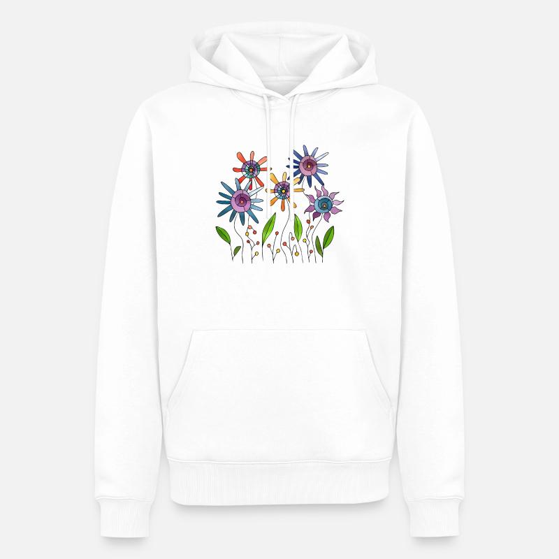 Fleur - Sweat à capuche Premium bio Homme - blanc