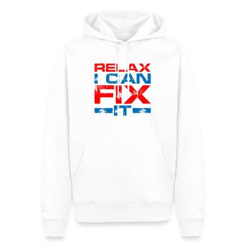 Relax I Can Fix It 8 - Men’s Premium Organic Hoodie - white - Front - Nico (187cm)