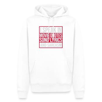 speak lyrics and sarcasm - Männer Premium Bio Hoodie - Weiß - Vorne - Nico (187cm)