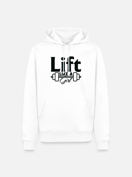 Heben wie ein Mädchen - Männer Premium Bio Hoodie - Weiß