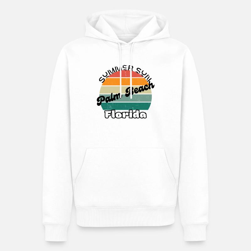 Palm Beach Floride - Sweat à capuche Premium bio Homme - blanc