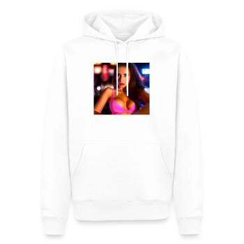 Belle femme latine dans le bar - Sweat à capuche Premium bio Homme - blanc - Devant - Nico (187cm)