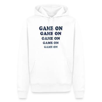 Spiel auf Blue Fade - Männer Premium Bio Hoodie - Weiß - Vorne - Nico (187cm)