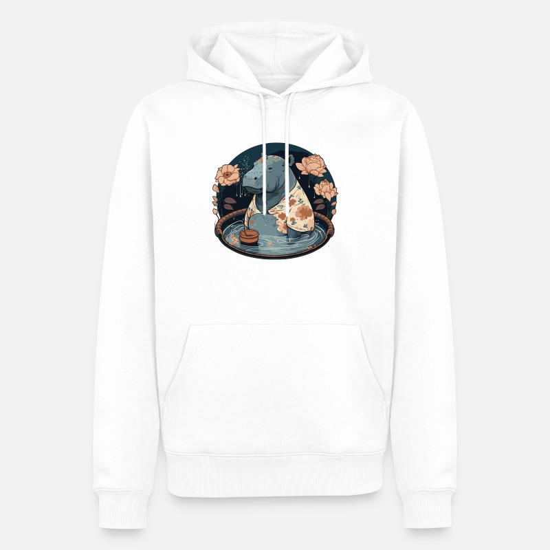 Nilpferd 2 - Männer Premium Bio Hoodie - Weiß