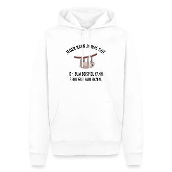 Ich Kann Sehr Gut Faulenzen - Faultier Spruch - Männer Premium Bio Hoodie - Weiß - Vorne - Nico (187cm)