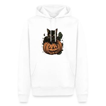 Spooky Cat Costume Halloween Pumpkin - Men’s Premium Organic Hoodie - white - Front - Nico (187cm)