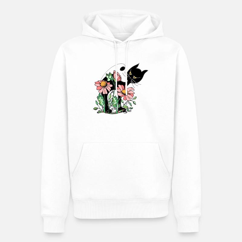 Chat - Sweat à capuche Premium bio Homme - blanc