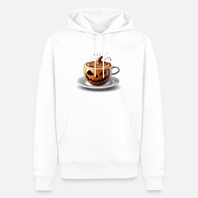 Halloween Kaffeetasse Süßes oder Saures - Männer Premium Bio Hoodie - Weiß
