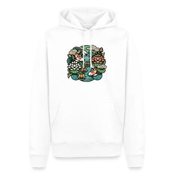 Koi-Karpfen inspiriert von traditioneller chinesischer Kunst - Männer Premium Bio Hoodie - Weiß - Vorne - Nico (187cm)