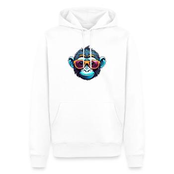 Affe / Tier / Zoo / Wild / Comic / Sonnenbrille - Männer Premium Bio Hoodie - Weiß - Vorne - Nico (187cm)