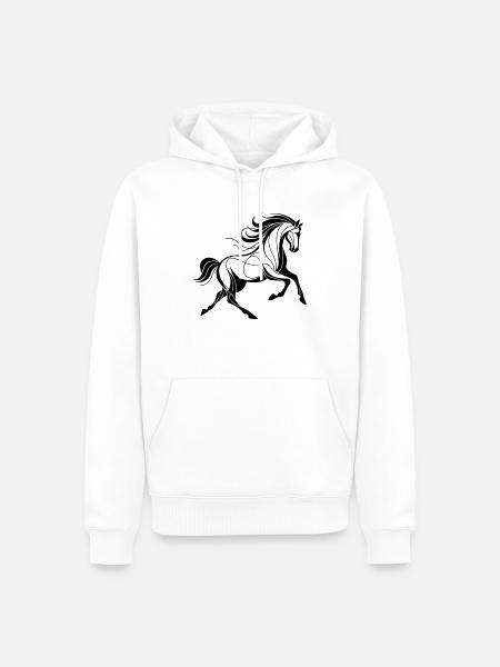 Pferd - Männer Premium Bio Hoodie - Weiß