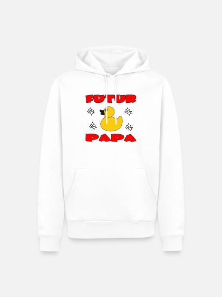 FUTUR PAP - Sweat à capuche Premium bio Homme - blanc