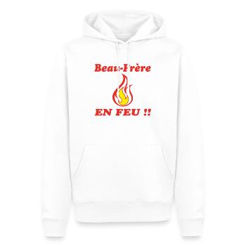 Beau Frère EN FEU - Sweat à capuche Premium bio Homme - blanc - Devant - Nico (187cm)