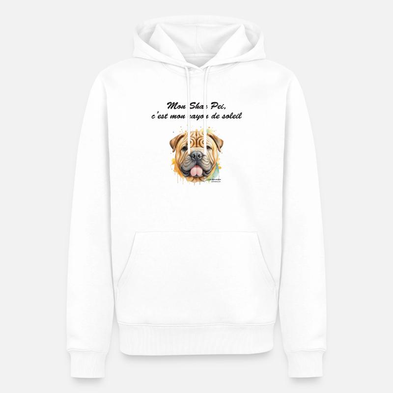Shar Pei rayon de soleil - Sweat à capuche Premium bio Homme - blanc