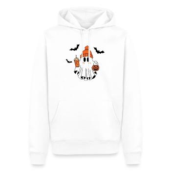 Niedliches Bougie-Geist-Halloween-Design | Kaffeegenuss & - Männer Premium Bio Hoodie - Weiß - Vorne - Nico (187cm)